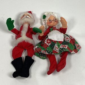 Vintage Annalee Christmas Mr & Mrs Claus Santa 8" Poseable 1963 Mobilitee Dolls